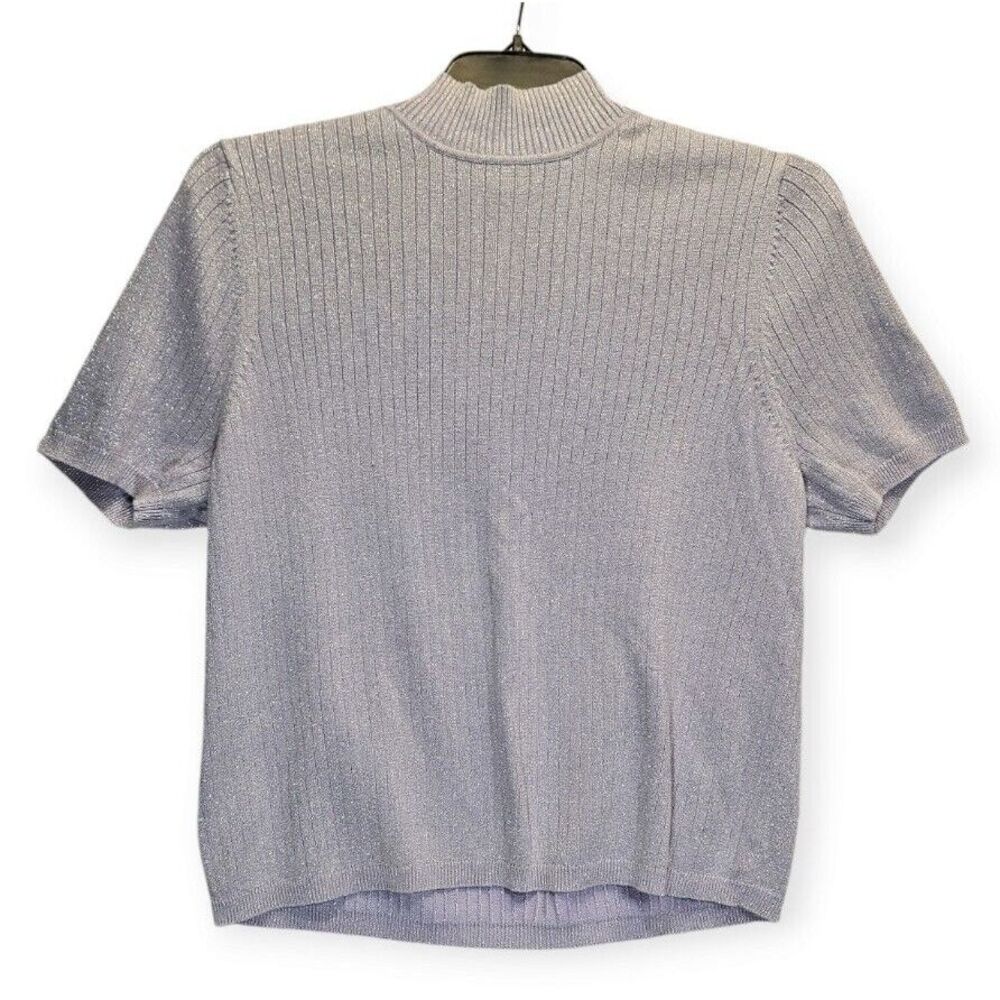 Koret Sweater Size XL Violet‎ Purple Sparkles Short Sleeve Classic Zip Back